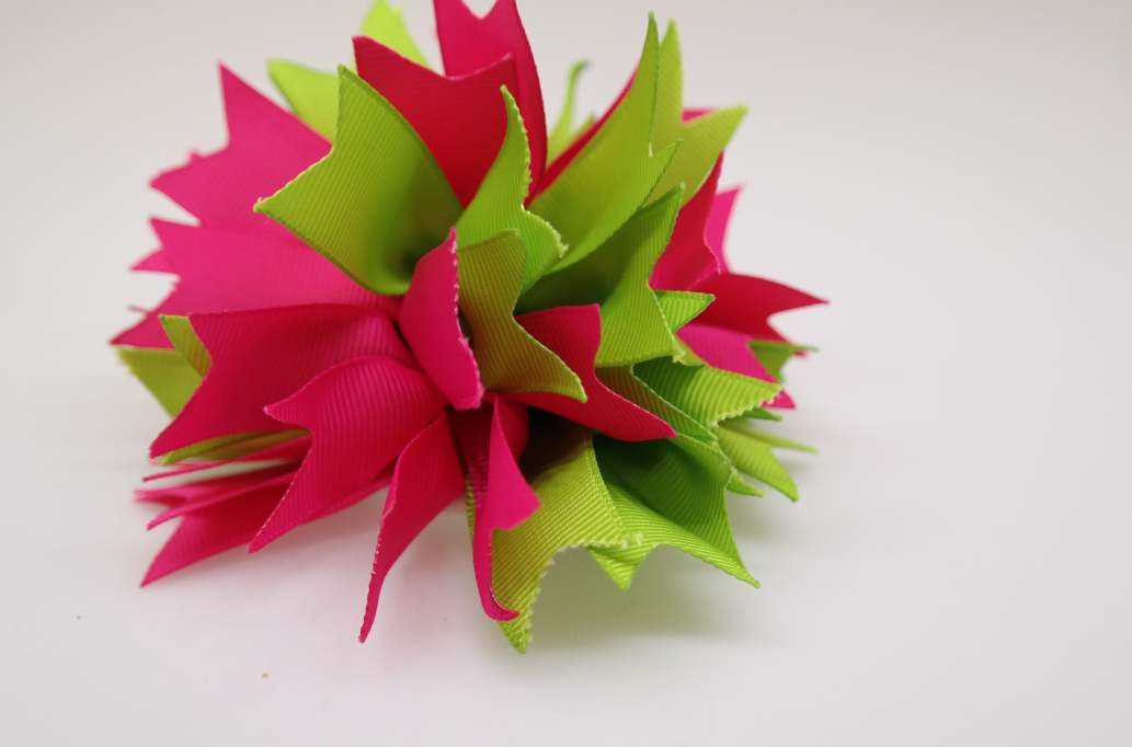 Small bowtique hair Bow with colors  Apple Green, Shocking PInk